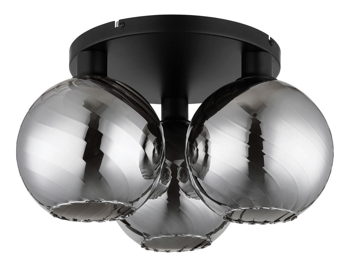 DECKENLEUCHTE ULF 46/25 cm   - Schwarz/Weiß, Design, Glas/Metall (46/25cm)
