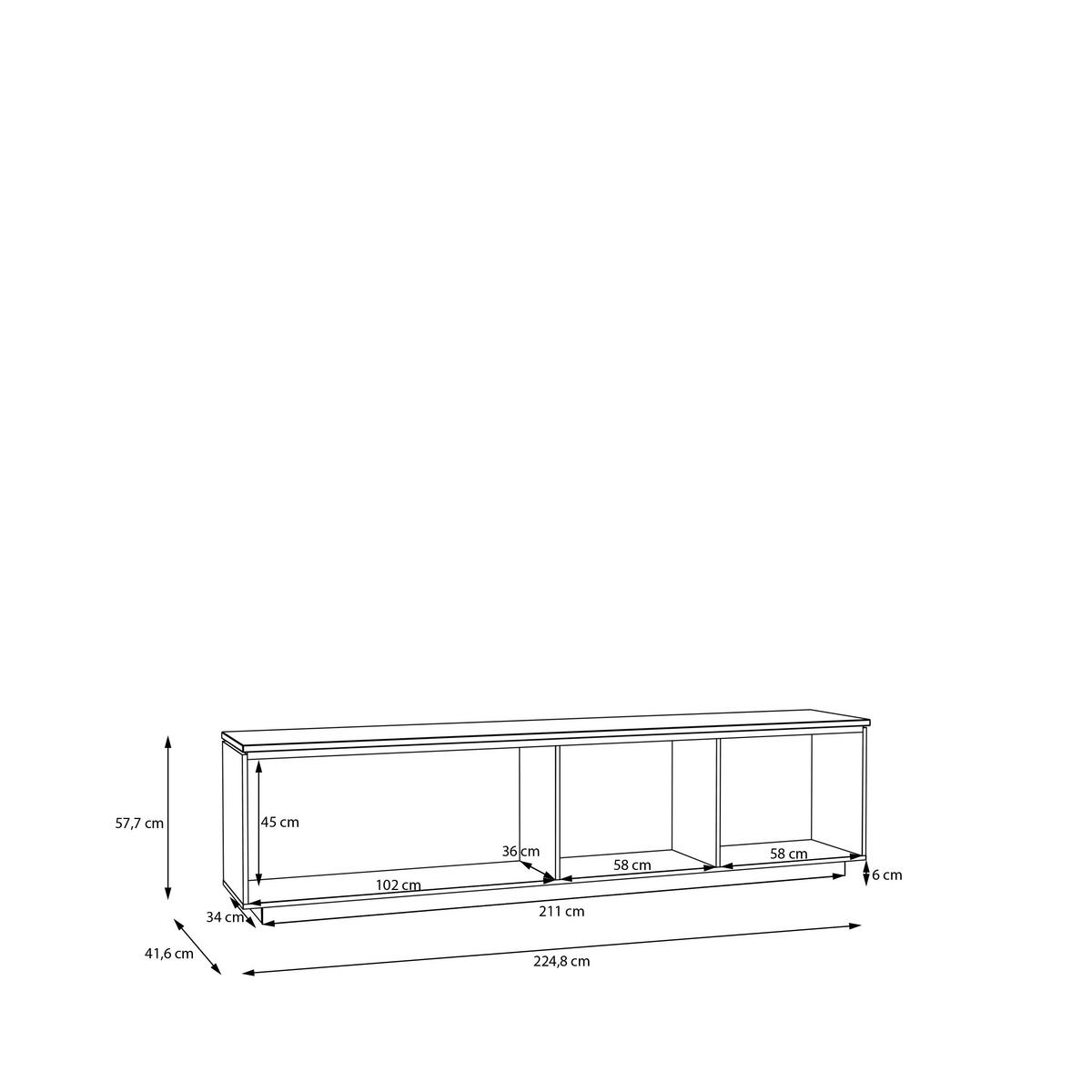 TV-ELEMENT barve hrasta, peščene barve  - siva/barve hrasta, Moderno, kovina/umetna masa (224,8/57,7/41,6cm) - Hom`in