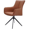 ARMLEHNSTUHL  in Eisen Echtleder pigmentiert  - Cognac/Schwarz, Design, Leder/Metall (64/87/60cm) - Novel