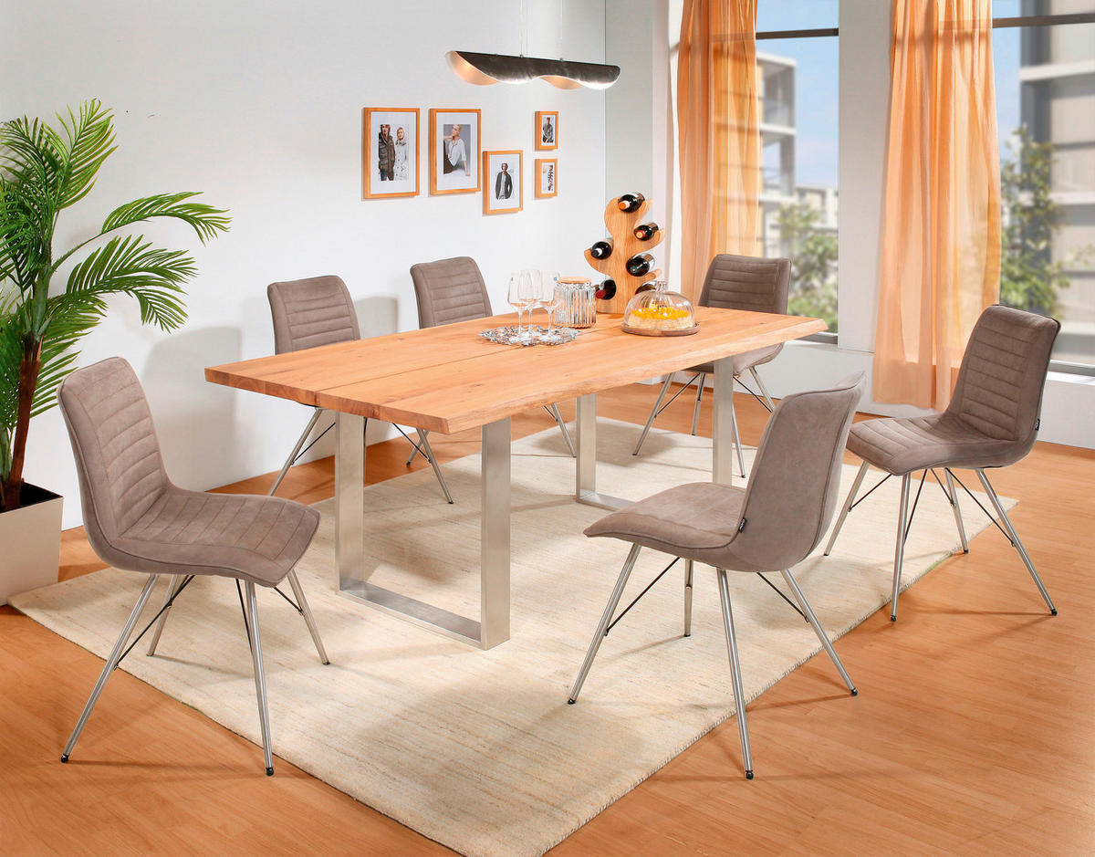 Scaun din metal, textil, taupe, culoare inox - culoare inox/taupe, Design, metal/textil (54/89/60cm) - Xora