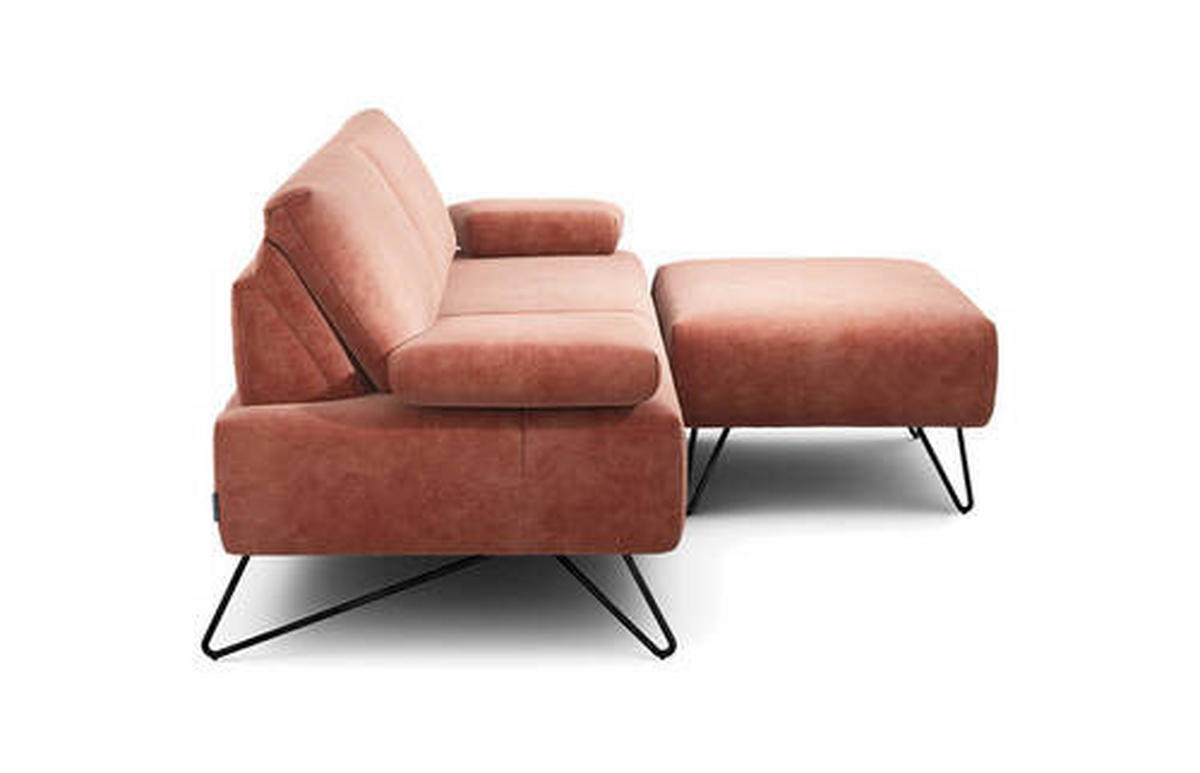 2,5-SITZER in Samt Rosa  - Schwarz/Rosa, Design, Textil/Metall (204/85/86-94cm) - SENSOO