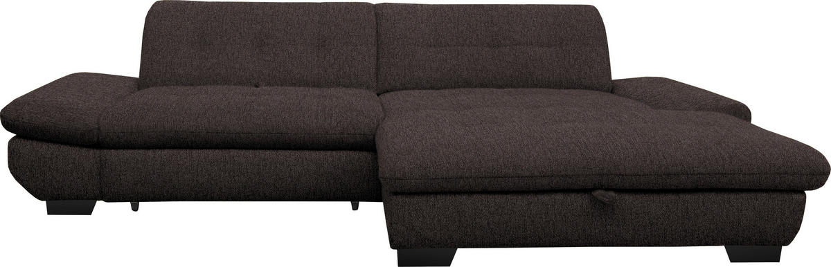 ECKSOFA in Mikrofaser Braun  - Schwarz/Braun, Design, Textil/Metall (290/198cm) - Xora