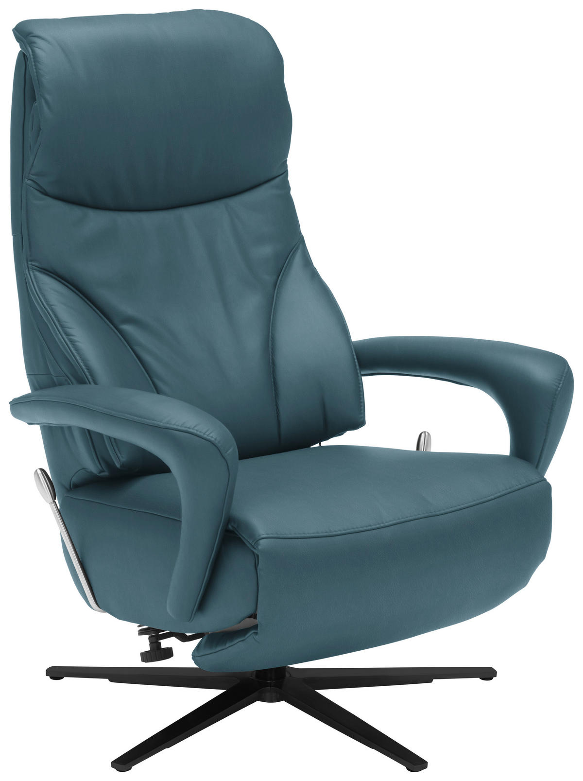 RELAXSESSEL in Leder Blau  - Blau/Schwarz, Design, Leder/Metall (75/106/88cm) - Dieter Knoll