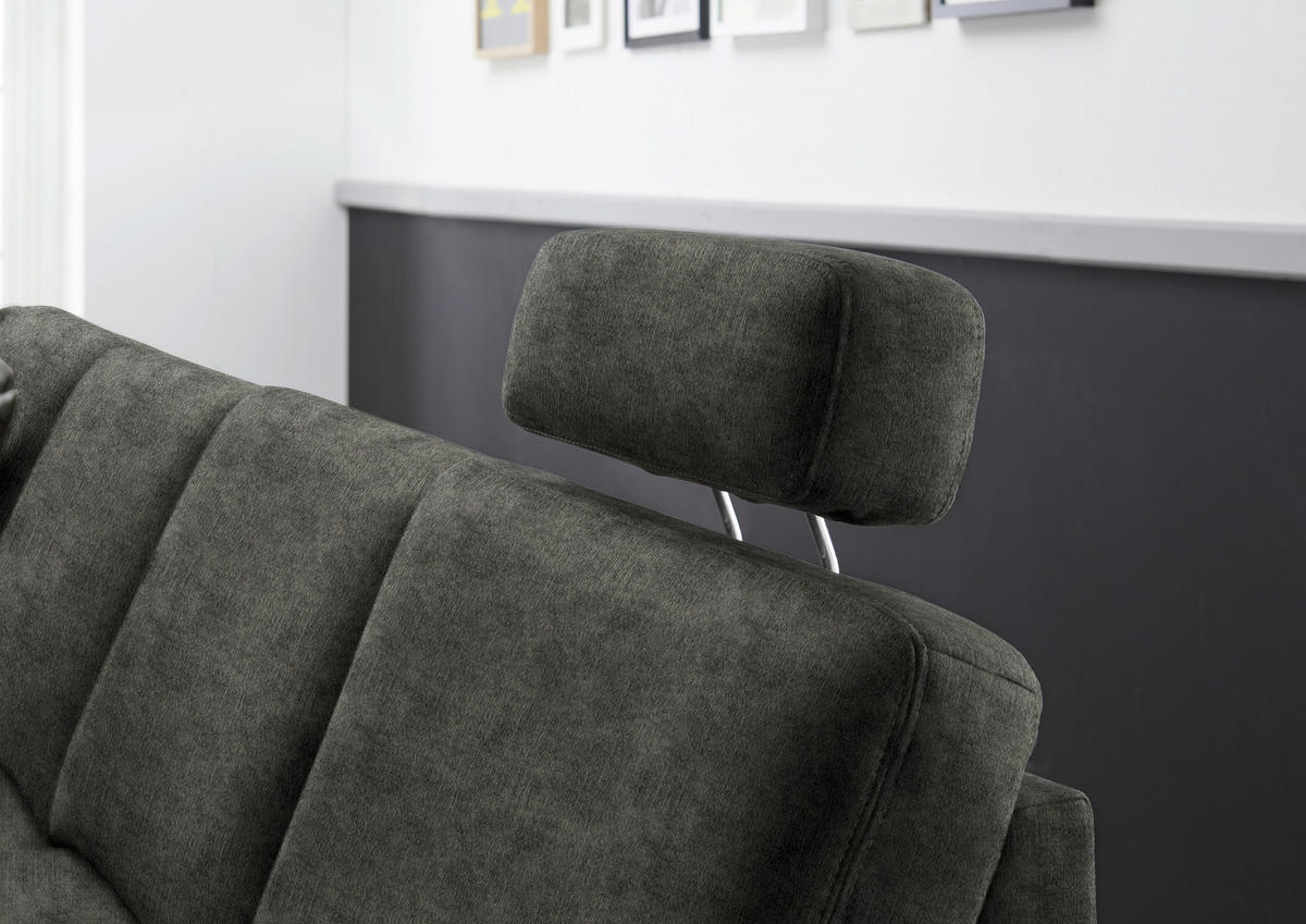 WOHNLANDSCHAFT in Velours Dunkelgrau  - Eichefarben/Dunkelgrau, Konventionell, Holz/Textil (167/316/235cm) - Beldomo System