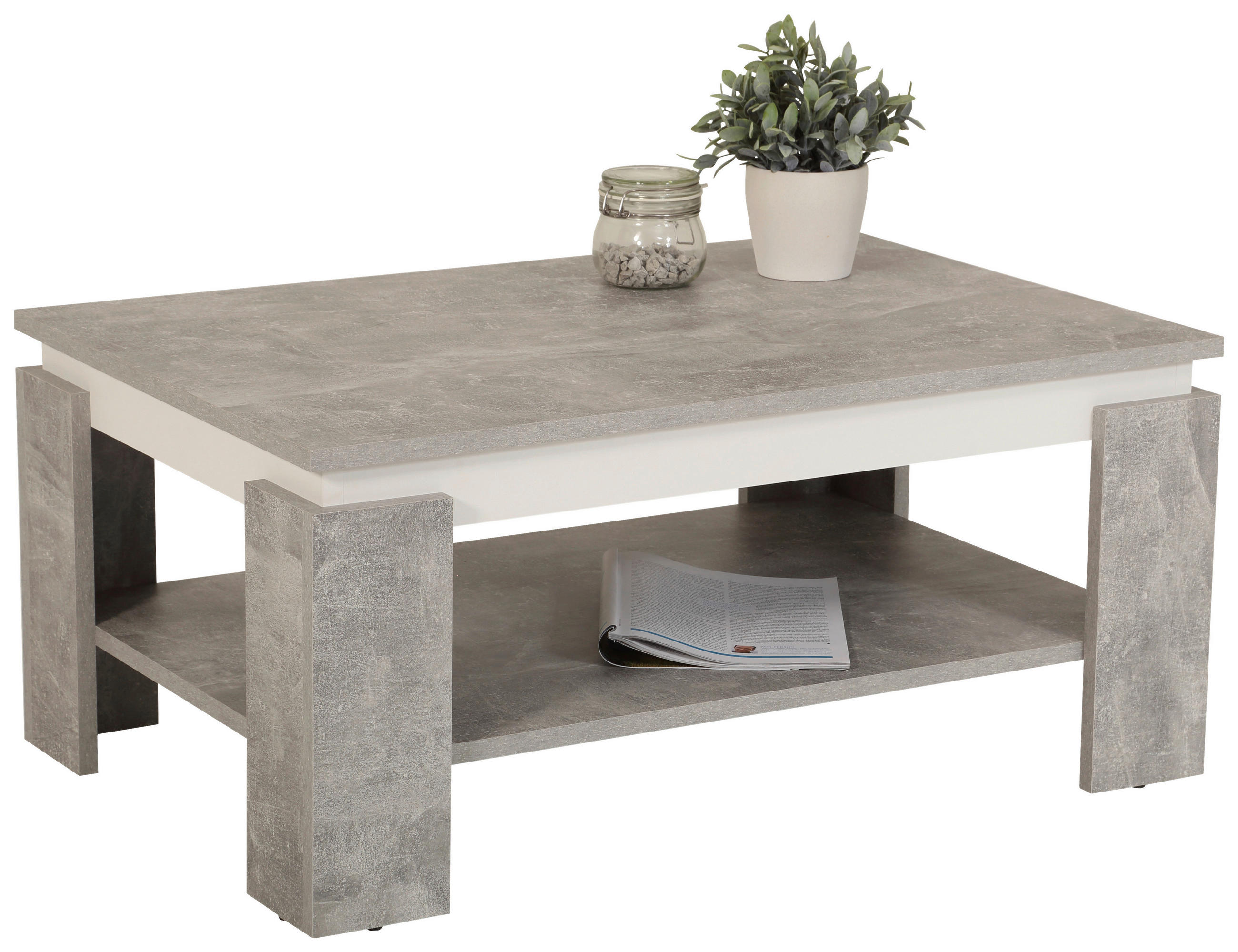 COUCHTISCH 90/60,5/41,5 cm rechteckig Grau, Weiß  - Weiß/Grau, KONVENTIONELL, Holzwerkstoff (90/60,5/41,5cm) - Boxxx