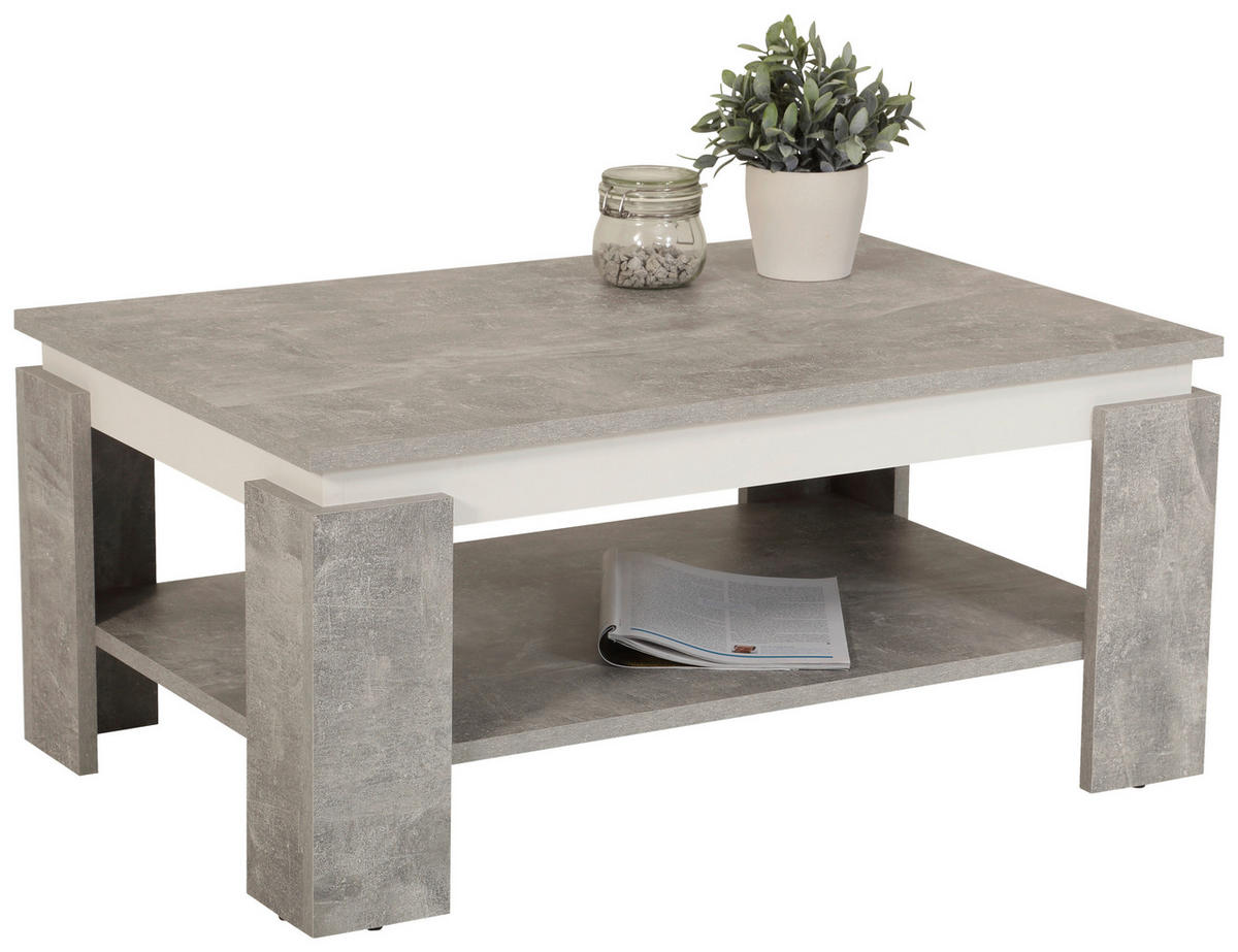 COUCHTISCH 90/60,5/41,5 cm rechteckig Grau, Weiß  - Weiß/Grau, KONVENTIONELL, Holzwerkstoff (90/60,5/41,5cm) - Boxxx