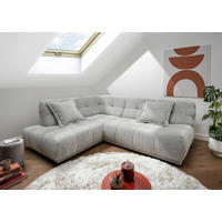 ECKSOFA ITALIA in Chenille Silberfarben  203/254 cm  - Silberfarben/Schwarz, MODERN, Kunststoff/Textil (203/254cm) - Livetastic