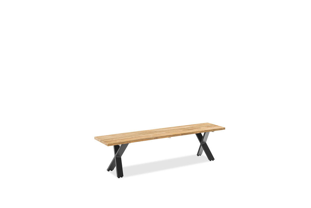GARTENBANK 160/46/40 cm  in Teakfarben  - Anthrazit/Teakfarben, Design, Holz/Metall (160/46/40cm)