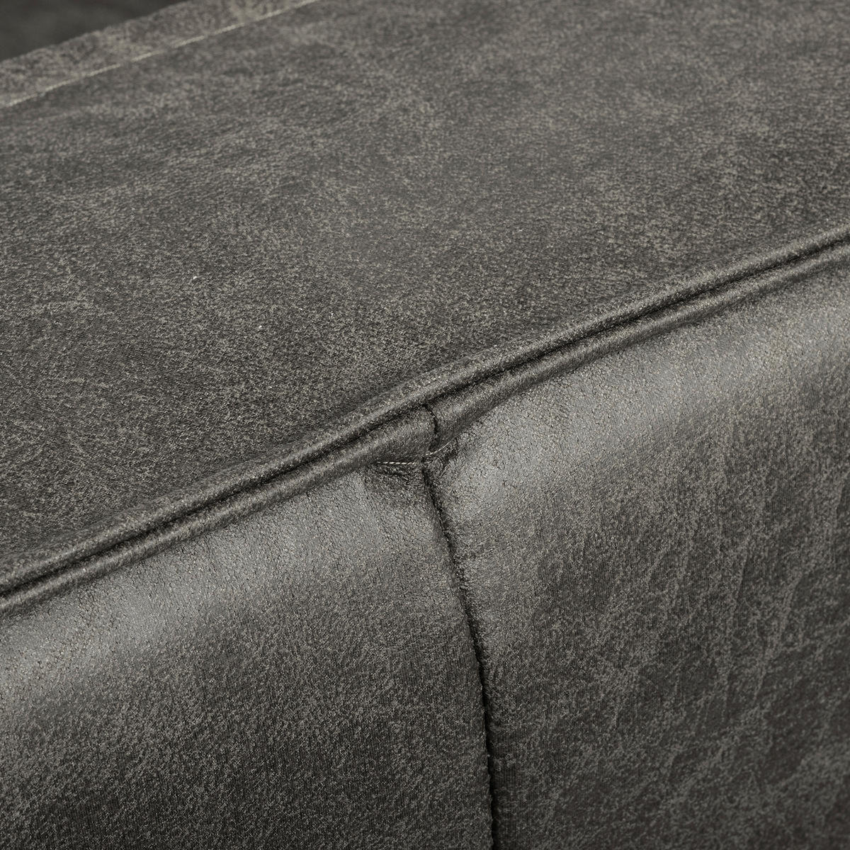 ECKSOFA Dunkelgrau Echtleder Lederlook Bettkasten, Schlaffunktion, Rücken echt  - Dunkelgrau/Schwarz, Design, Leder/Textil (166/238cm) - Livetastic