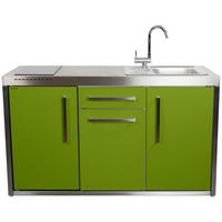 OUTDOORKÜCHE  - Edelstahlfarben/Grün, Basics, Metall (157/98/62cm)