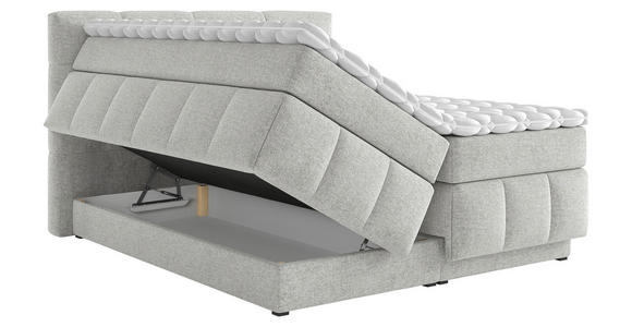 BOXSPRINGBETT 140/200 cm in Hellgrau - Hellgrau/Schwarz, KONVENTIONELL, Kunststoff/Textil (140/200cm) - Carryhome