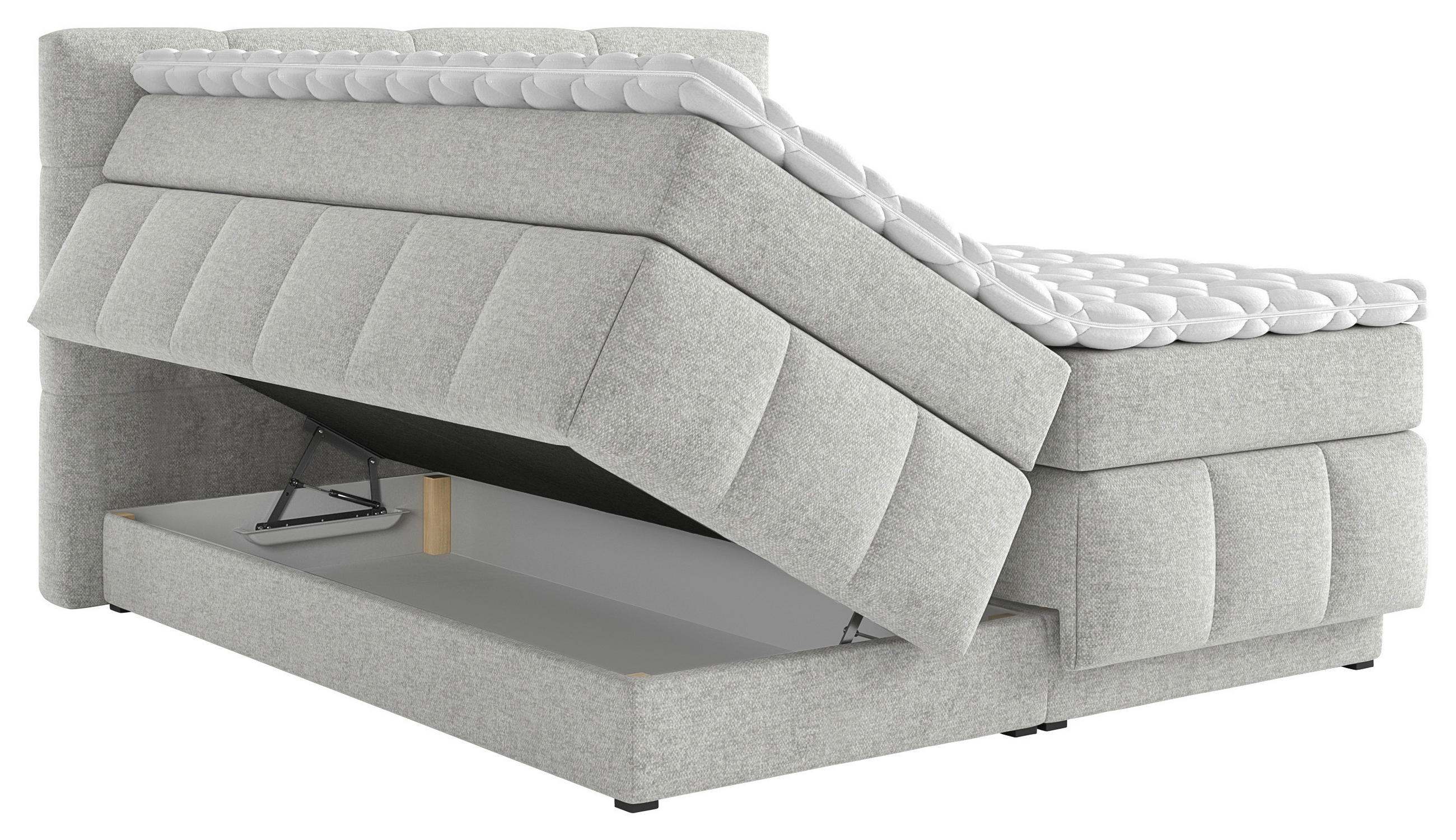 BOXSPRINGBETT 140/200 cm  in Hellgrau  - Hellgrau/Schwarz, KONVENTIONELL, Kunststoff/Textil (140/200cm) - Carryhome