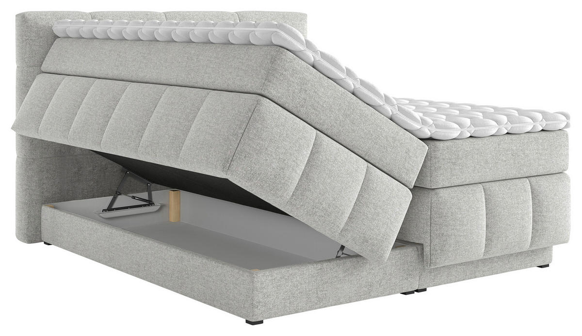 BOXSPRINGBETT 140/200 cm  in Hellgrau  - Hellgrau/Schwarz, KONVENTIONELL, Kunststoff/Textil (140/200cm) - Carryhome