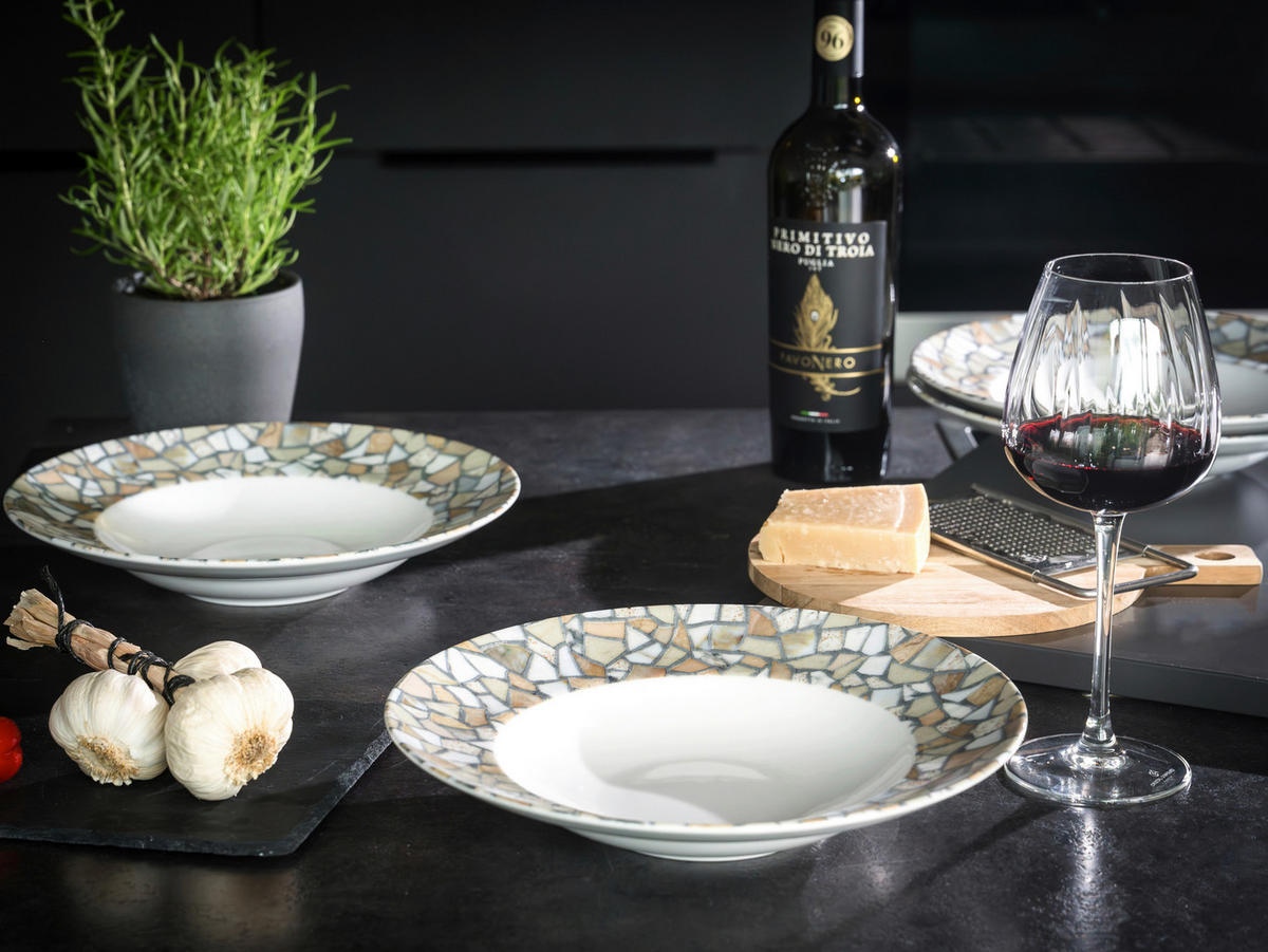 PASTATELLER Weiß, Beige Stone Collection Siena 4-teilig  - Beige/Weiß, Basics, Keramik - Creatable