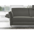 3-SITZER-SOFA Latina in Echtleder Dunkelgrau   - Dunkelgrau/Alufarben, Design, Leder/Metall (190/82/99cm) - Dieter Knoll