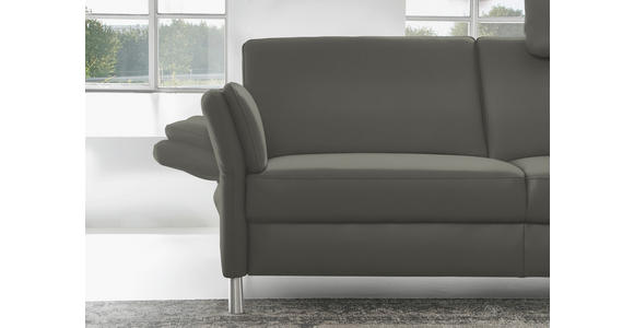 3-SITZER-SOFA Latina in Echtleder Dunkelgrau   - Dunkelgrau/Alufarben, Design, Leder/Metall (190/82/99cm) - Dieter Knoll