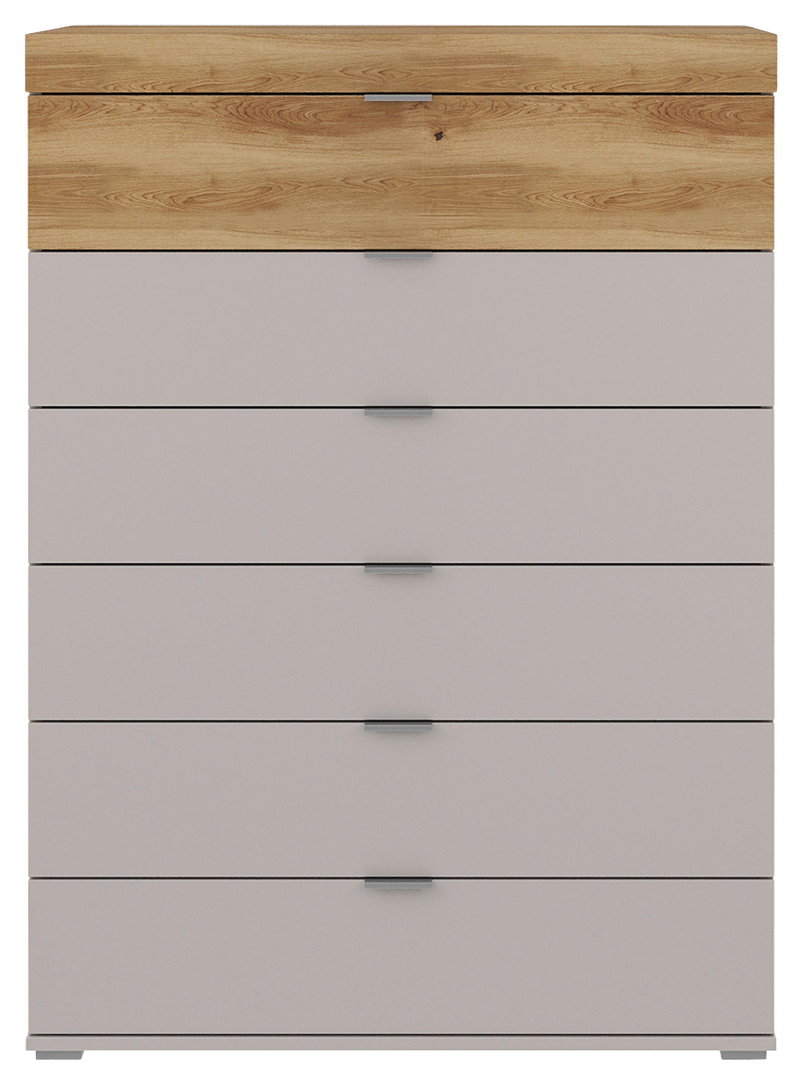 KOMODA, dub, barvy dubu, světle šedá, 90/123/47 cm - barvy dubu/světle šedá, Moderní, kov/dřevo (90/123/47cm) - Dieter Knoll