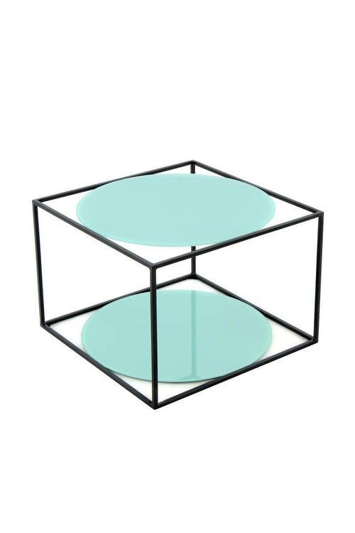 BEISTELLTISCH 50/50/36 cm Grün, Schwarz rund  - Schwarz/Grün, Basics, Glas/Metall (50/50/36cm) - Kayoom