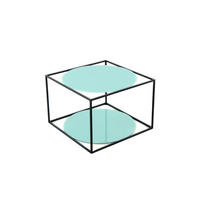 BEISTELLTISCH in Metall, Glas 50/50/36 cm  - Schwarz/Grün, Basics, Glas/Metall (50/50/36cm) - Kayoom