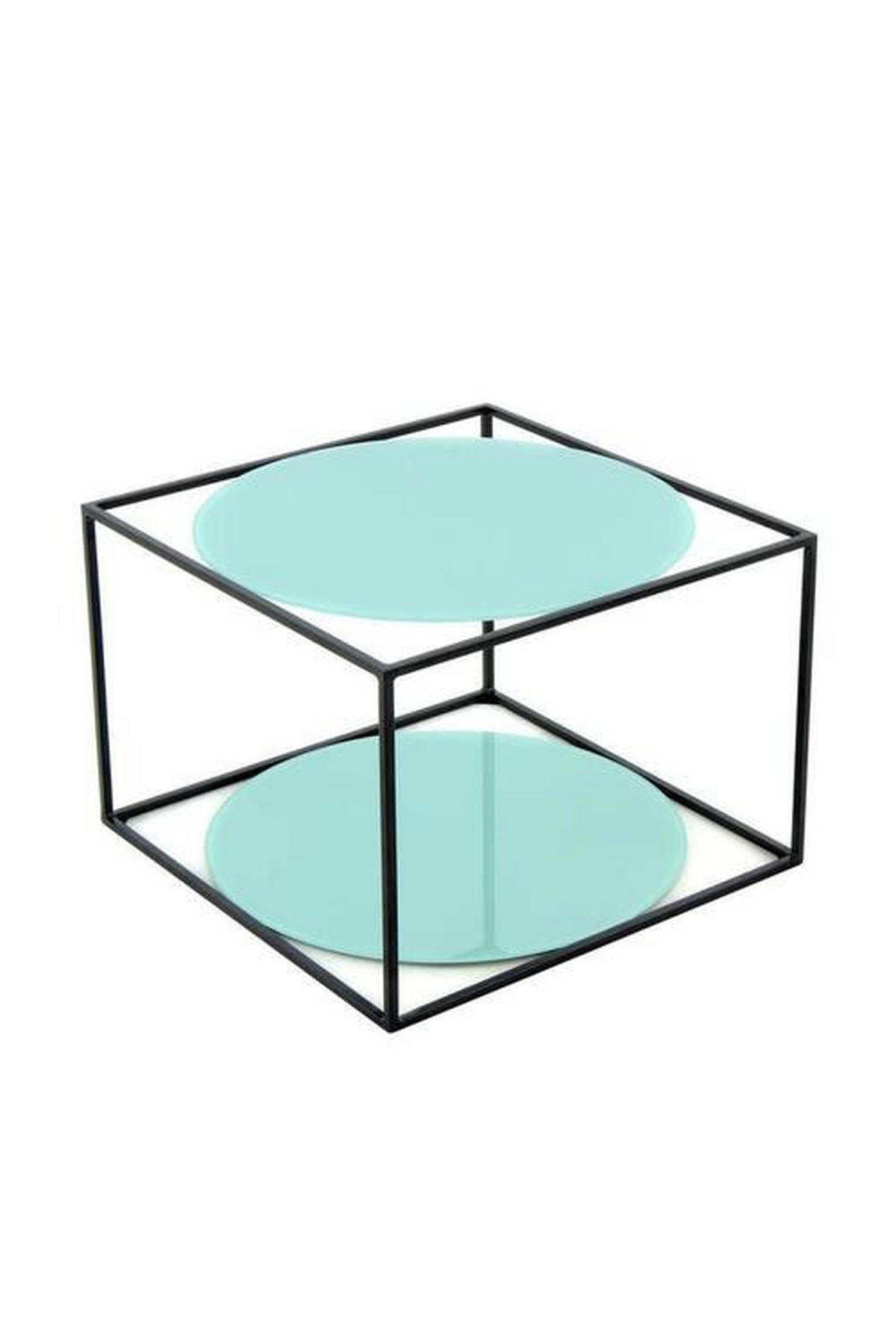 BEISTELLTISCH in Metall, Glas 50/50/36 cm  - Schwarz/Grün, Basics, Glas/Metall (50/50/36cm) - Kayoom