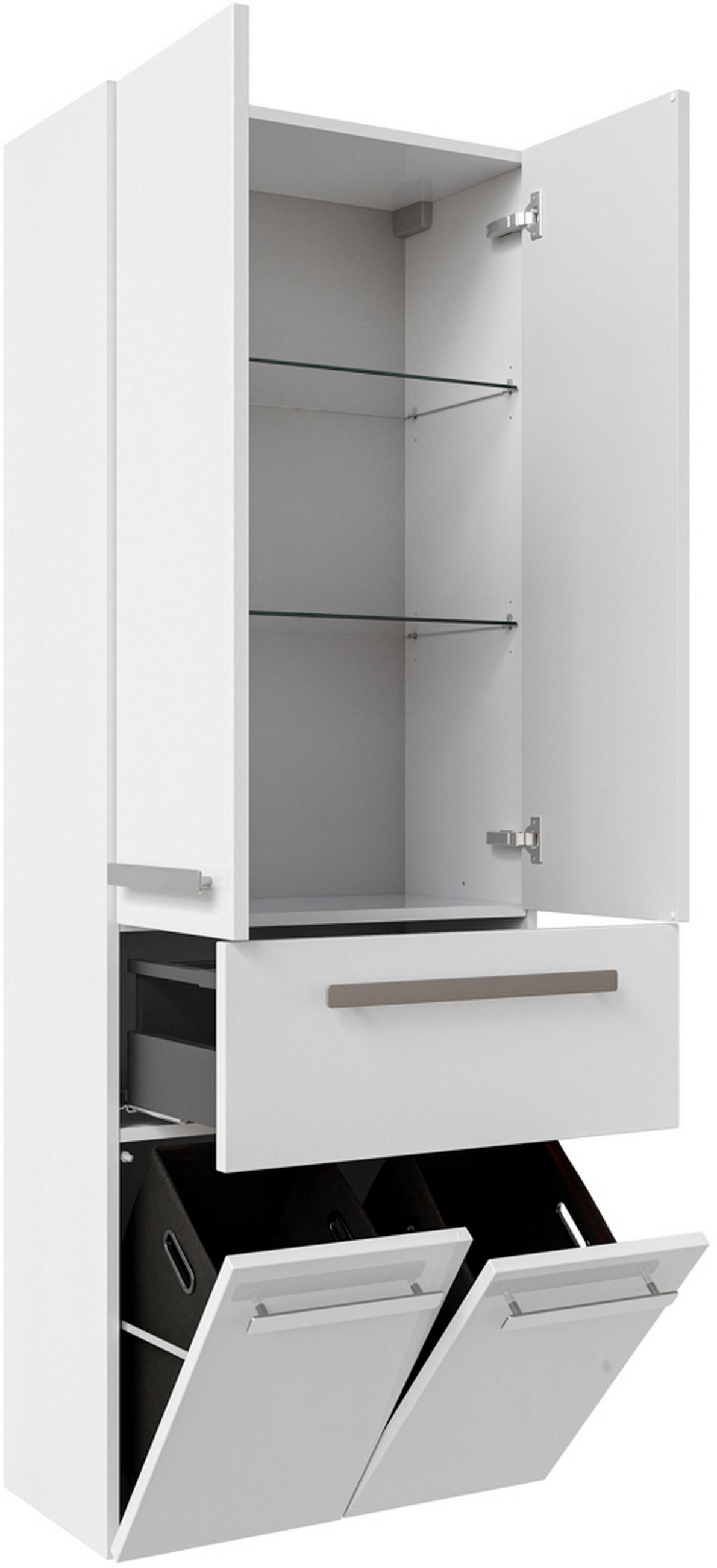 HOCHSCHRANK 60/168/33 cm  - Chromfarben/Weiß, KONVENTIONELL, Glas/Holzwerkstoff (60/168/33cm) - Sadena