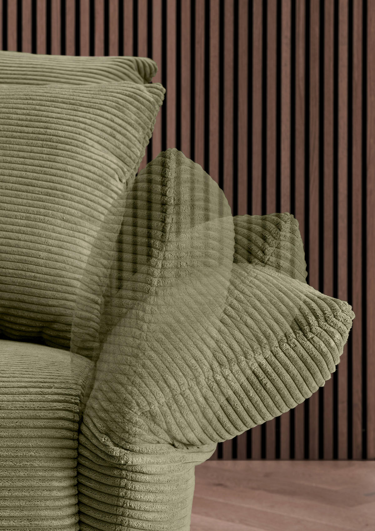 2-SITZER-SOFA Cord Olivgrün  - Schwarz/Olivgrün, Design, Textil/Metall (163/97/102cm) - Livetastic