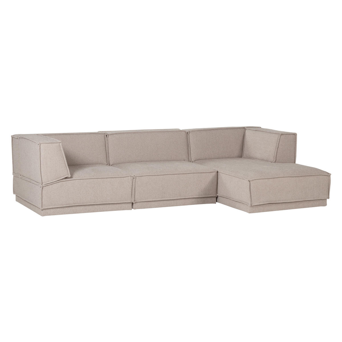 ECKSOFA Manu in Chenille Naturfarben  286/160 cm  - Schwarz/Naturfarben, MODERN, Kunststoff/Textil (286/160cm) - Livetastic