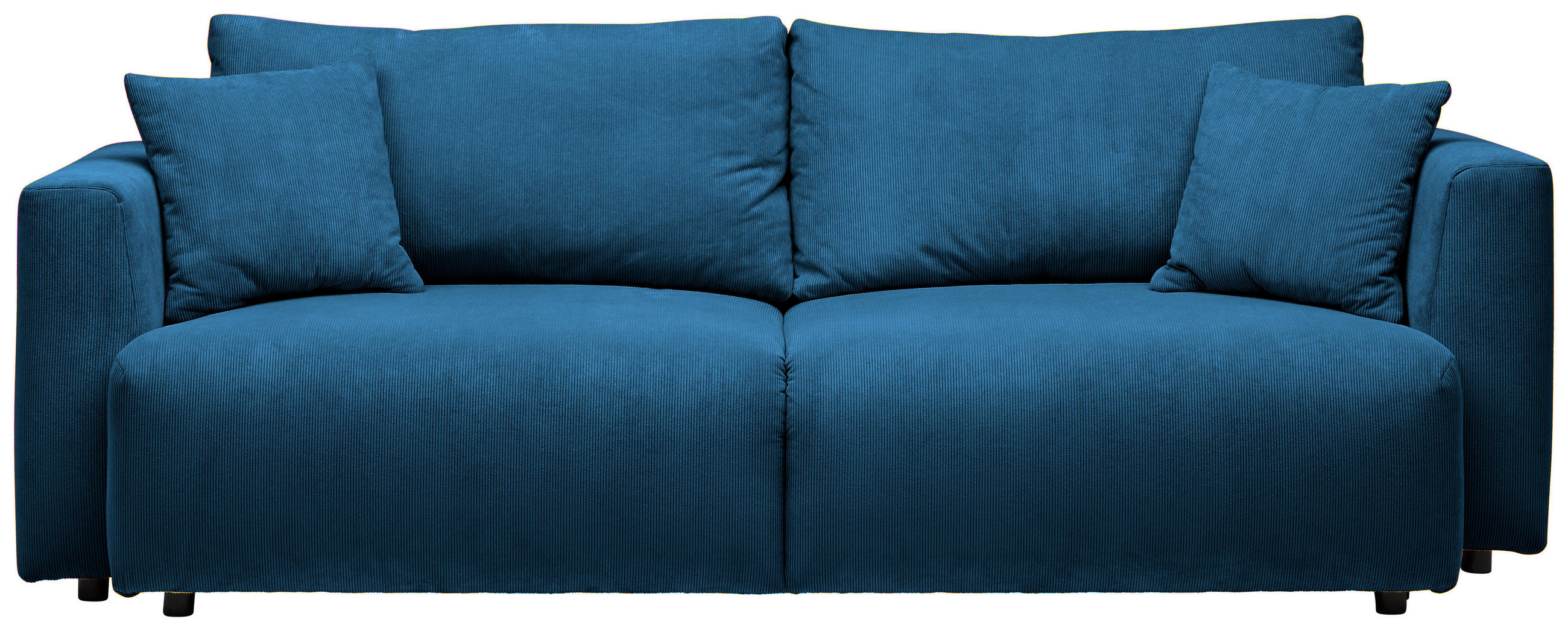 SCHLAFSOFA  mit Stoffauswahl, Schlafen auf Sitzhöhe, Rücken echt Cord Blau  - Blau/Schwarz, Design, Kunststoff/Textil (250/92/105cm) - Carryhome