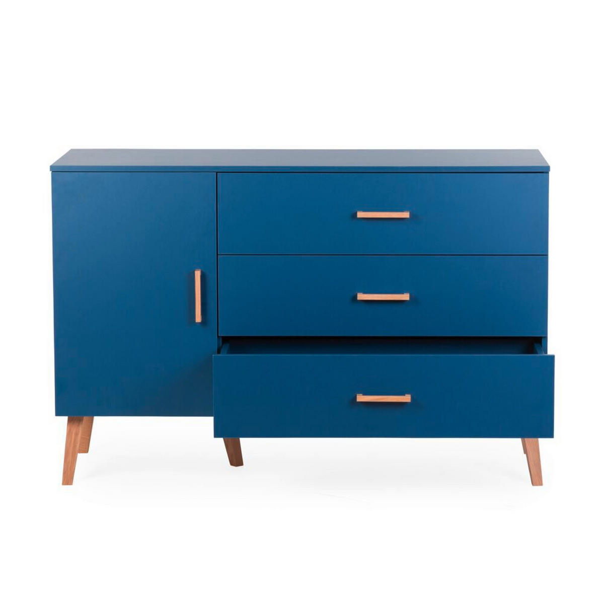 WICKELKOMMODE Bold Blue 2023 Naturfarben, Dunkelblau  - Dunkelblau/Naturfarben, Design, Holz/Holzwerkstoff (137/77/98cm) - Childhome