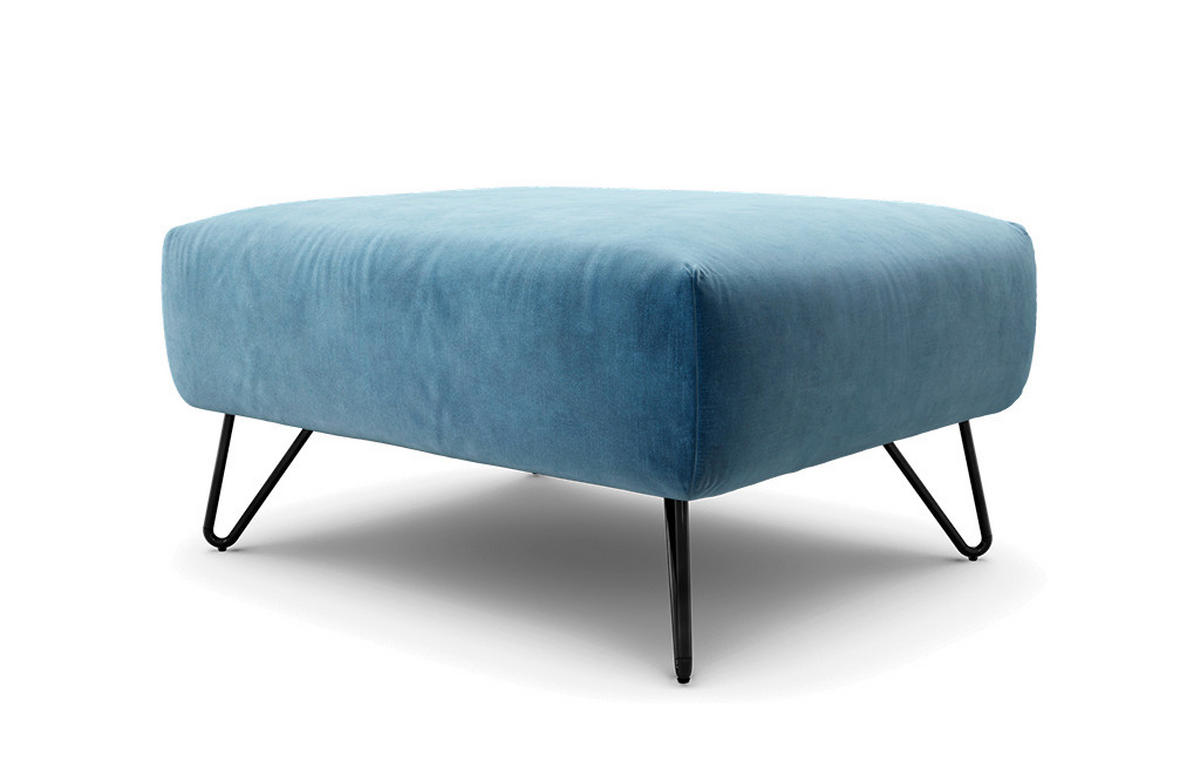 HOCKER Samt Blau  - Blau/Schwarz, Design, Textil/Metall (90/70/46cm) - SENSOO