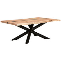 COUCHTISCH 115/70/45 cm Akazie vollmassiv rechteckig Schwarz, Akaziefarben  - Schwarz/Akaziefarben, LIFESTYLE, Holz/Metall (115/70/45cm) - Landscape
