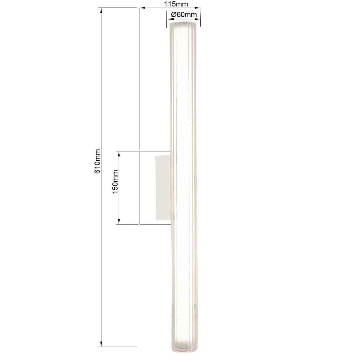 WANDLEUCHTE   - Weiß, KONVENTIONELL, Glas (61/6/11.5cm)