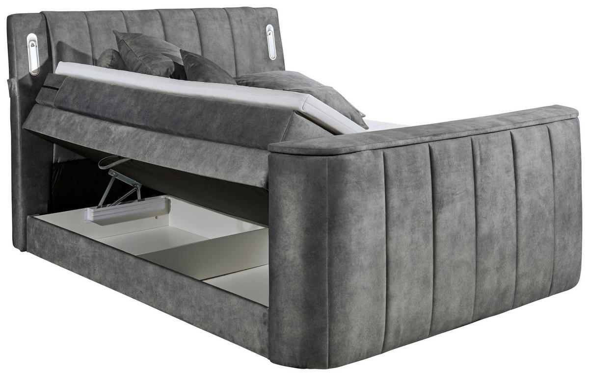 BOXSPRINGBETT 180/200 cm  in Grau  - Grau, MODERN, Holzwerkstoff/Kunststoff (180/200cm) - MID.YOU