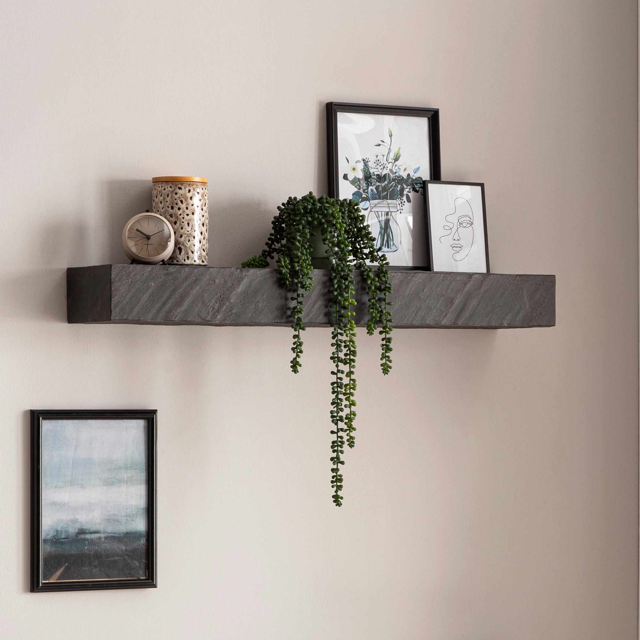 WANDREGAL Mangoholz massiv Anthrazit  - Anthrazit, LIFESTYLE, Holz/Holzwerkstoff (90/10/20cm) - MID.YOU