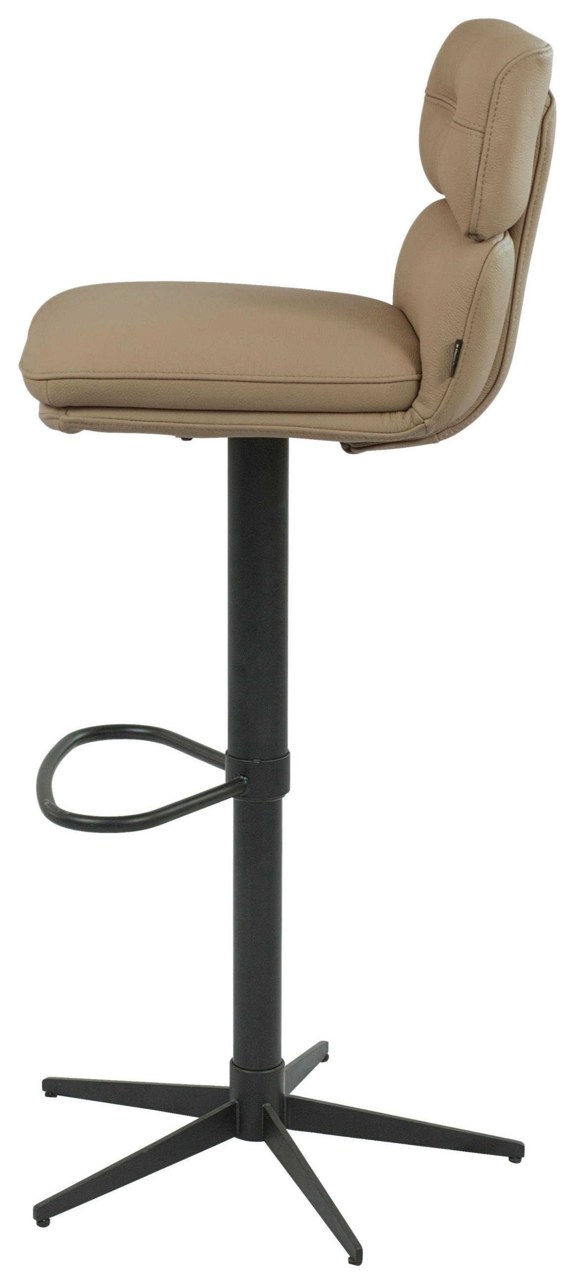 BARHOCKER Echtleder Schwarz, Taupe Eisen Lederauswahl, Stoffauswahl, Wippfunktion, Sitzfläche 360° drehbar  - Taupe/Schwarz, Design, Leder/Metall (42/99-117/50cm) - Dieter Knoll