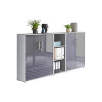 AKTENSCHRANK 213/114/33 cm  - Anthrazit Hochglanz/Grau, MODERN, Holzwerkstoff (213/114/33cm) - MID.YOU