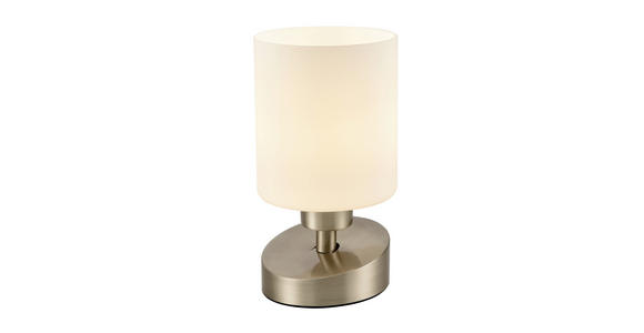 TISCHLEUCHTE 10/22 cm - Opal/Nickelfarben, KONVENTIONELL, Glas/Metall (10/22cm) - Novel
