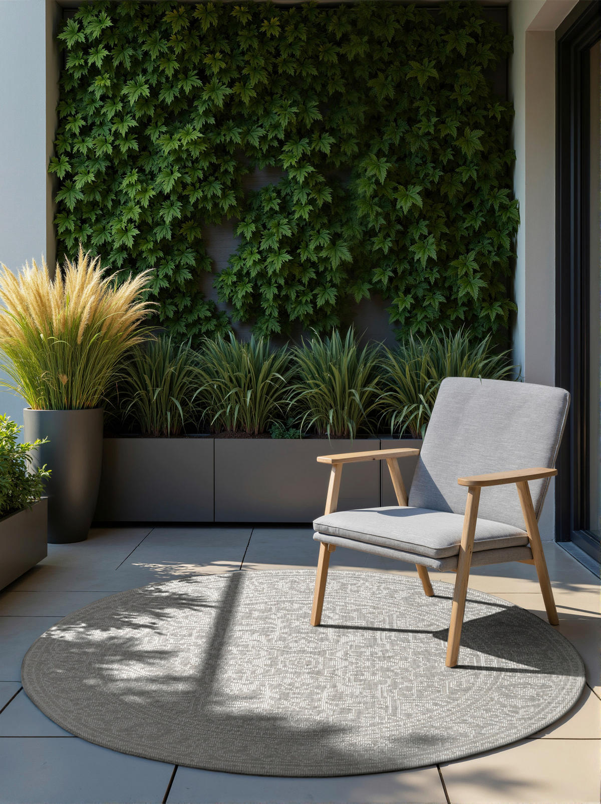 OUTDOORTEPPICH 160 cm Duet Grau, Weiß  - Weiß/Grau, Design, Kunststoff (160cm)