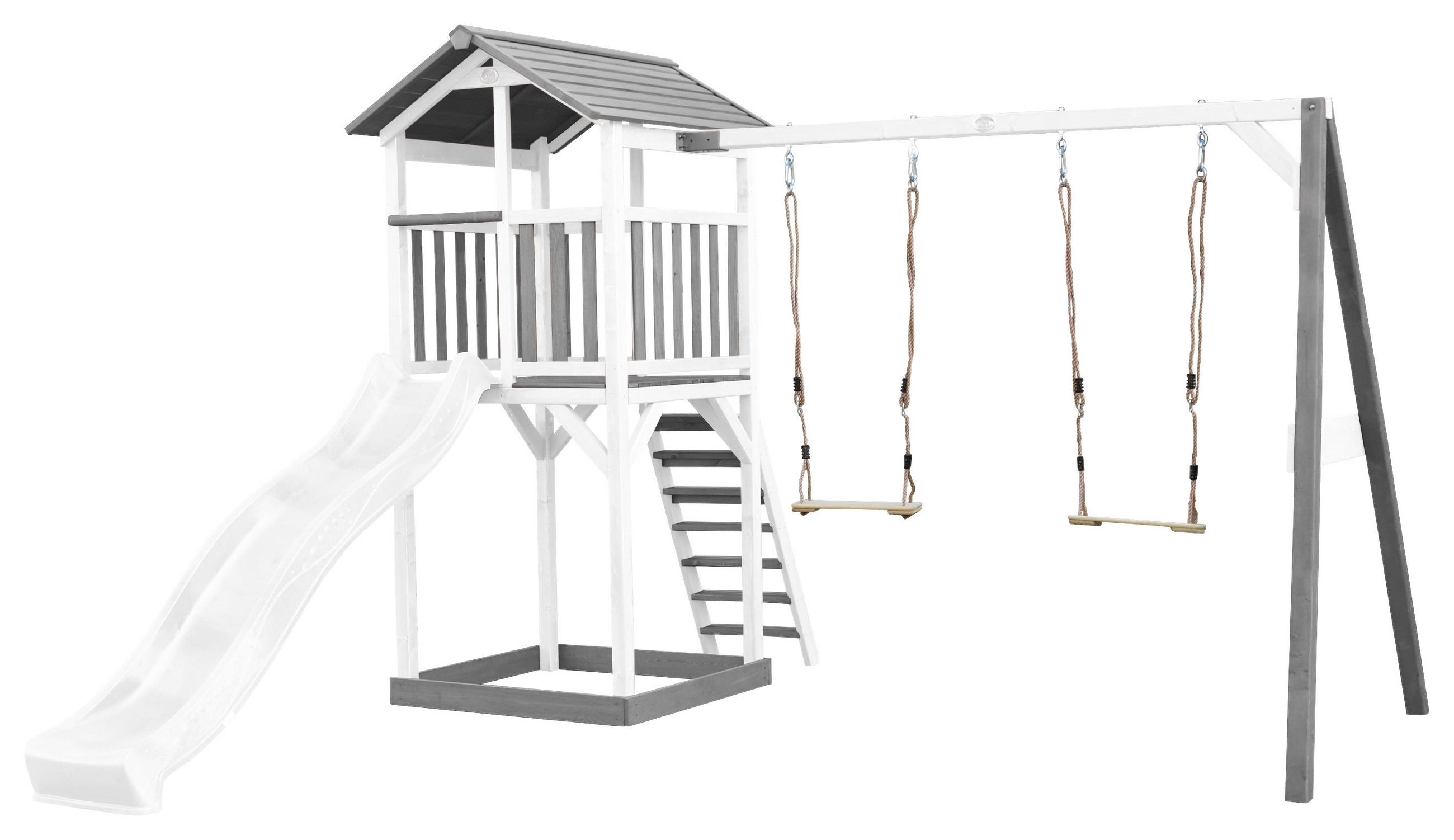 SPIELTURM 356,6/241,9/349 cm  - Weiss/Grau, Konventionell, Holz/Kunststoff (356,6/241,9/349cm)