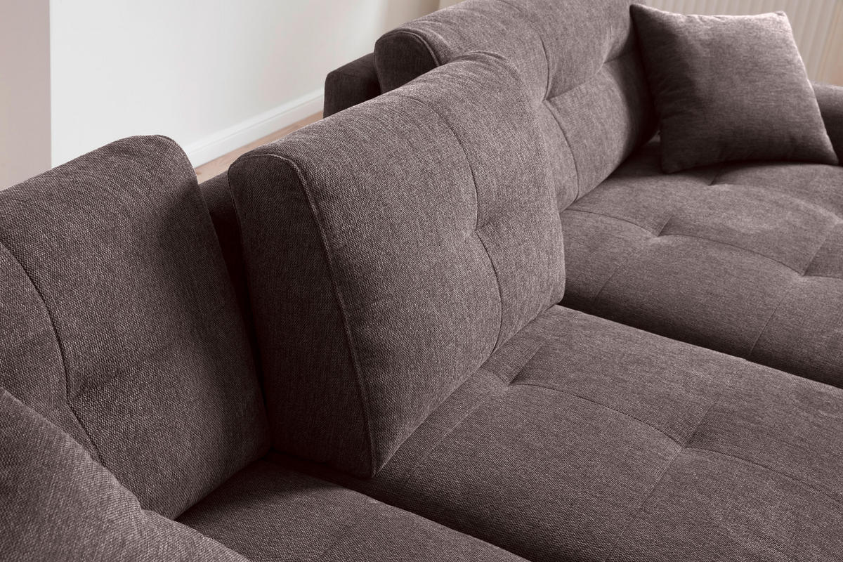 ECKSOFA in Mikrofaser Braun  276/193 cm  - Chromfarben/Braun, MODERN, Kunststoff/Textil (276/193cm) - Hom`in