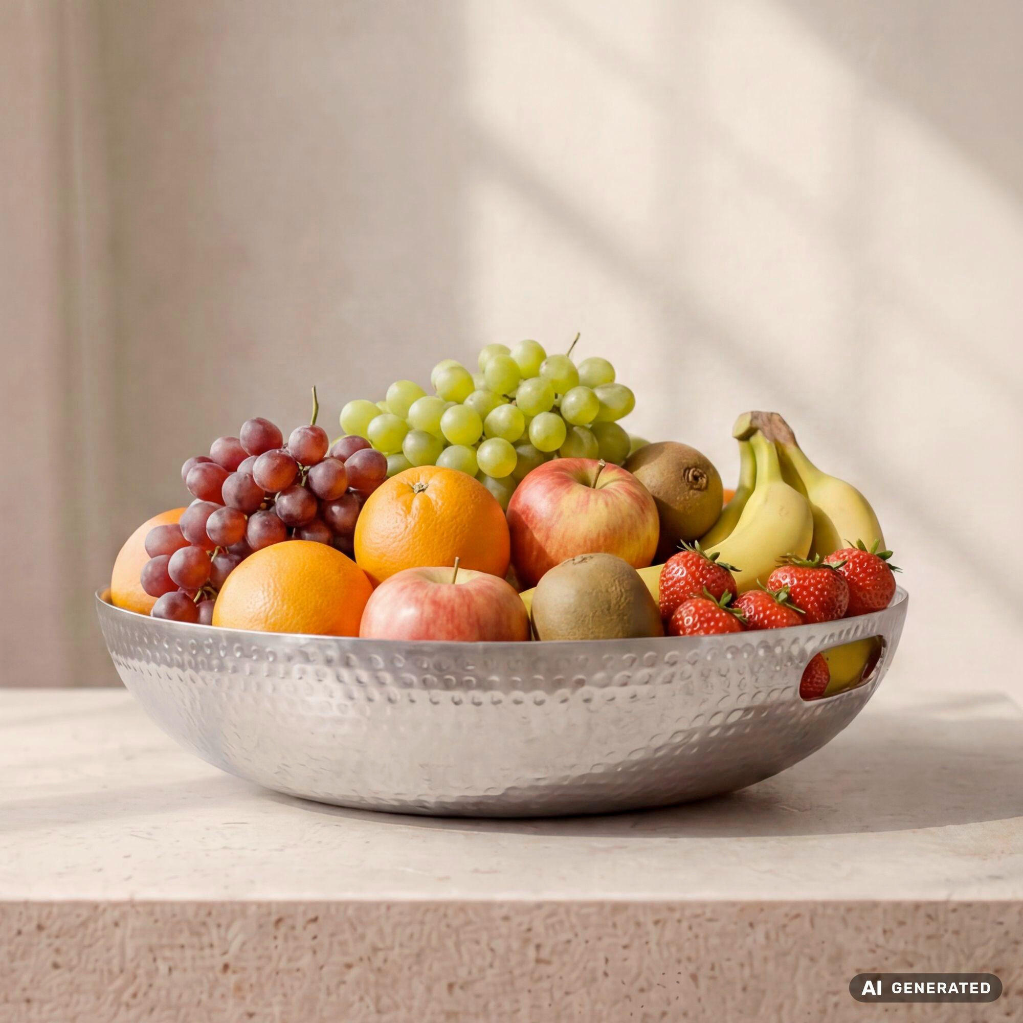 Livetastic Obstschale Silber 38x7x38 cm