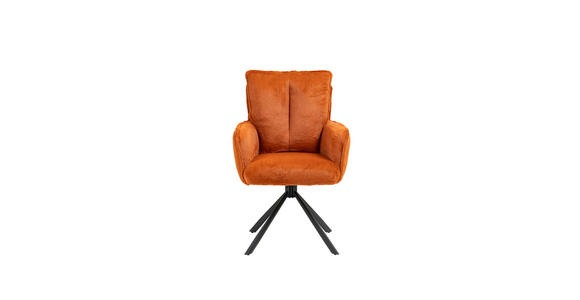 ARMLEHNSTUHL in Eisen Plüsch - Schwarz/Orange, Design, Textil/Metall (62/95/67cm) - Novel