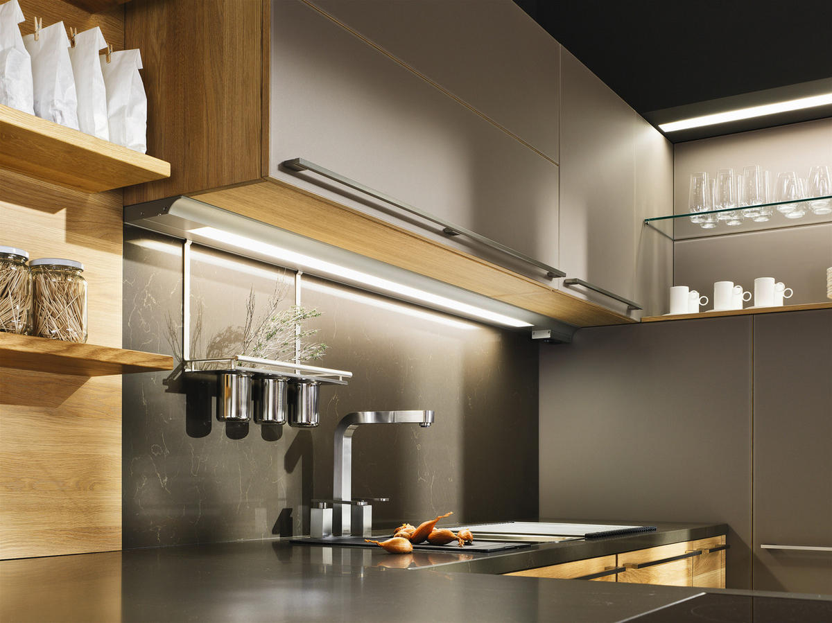 EINBAUKÜCHE LINEE  - Taupe/Eichefarben, Design, Holz - Team 7