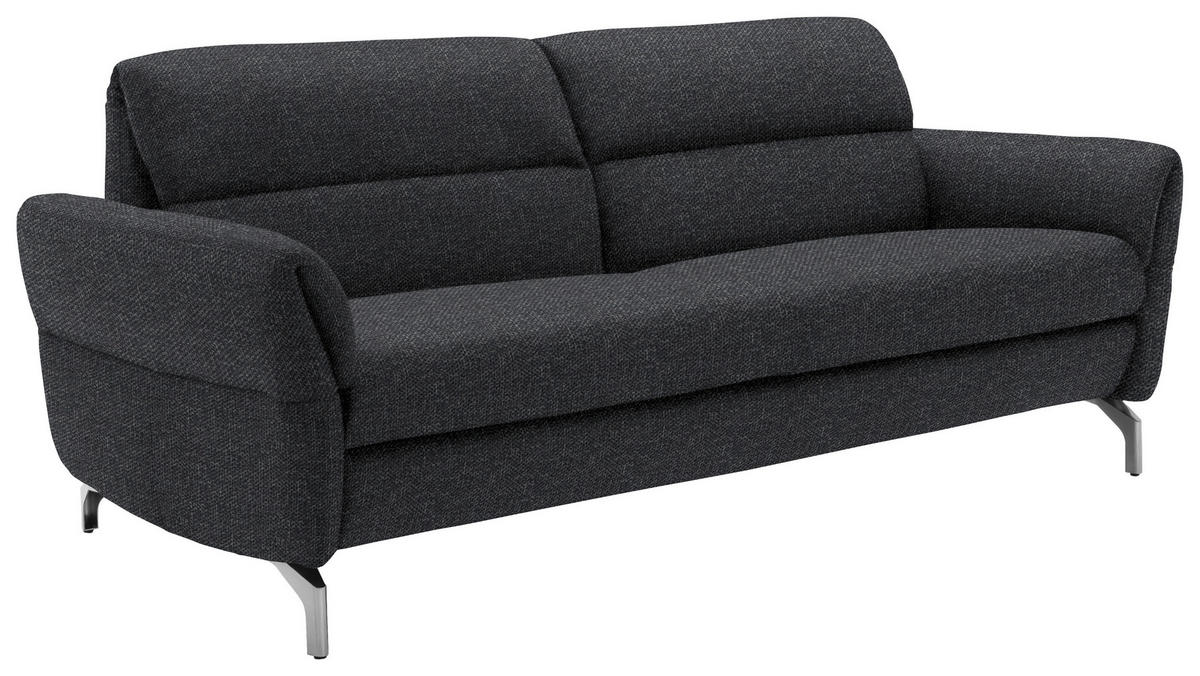 2,5-SITZER in Flachgewebe Anthrazit  - Anthrazit/Nickelfarben, Design, Textil/Metall (212/87/100cm) - Schöner Wohnen