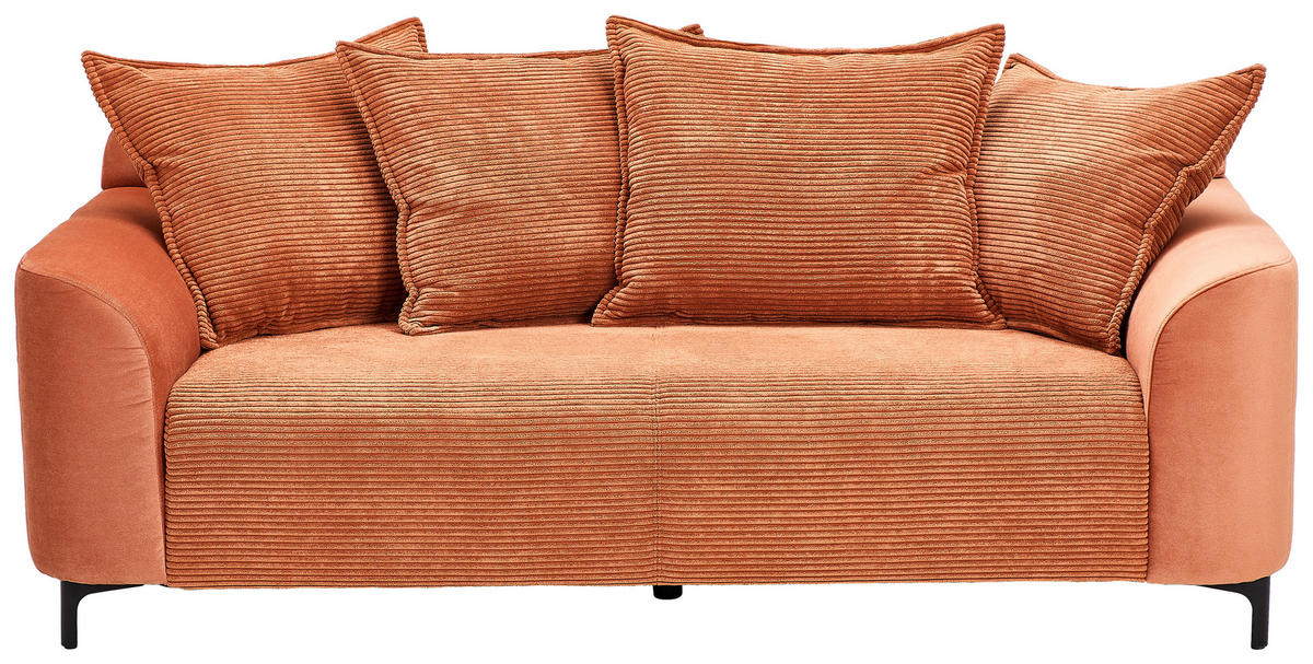 2-SITZER-SOFA in Cord, Velours Rostfarben  - Rostfarben/Schwarz, Konventionell, Textil/Metall (175/84/99cm) - Carryhome