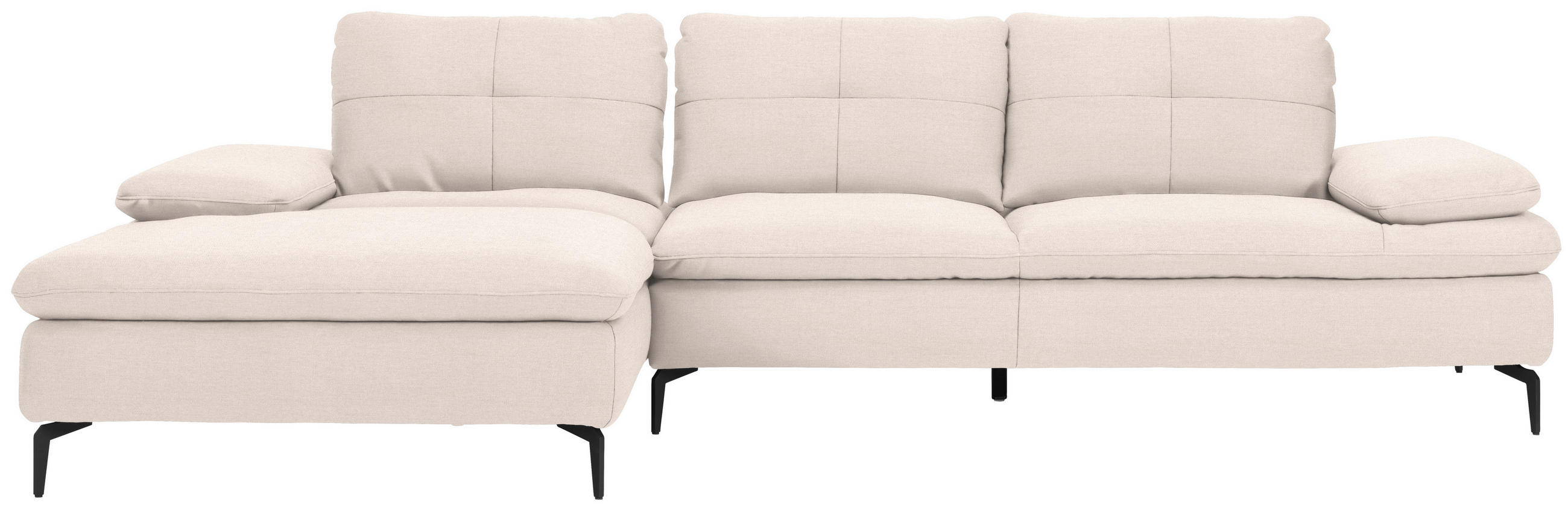 ECKSOFA in Webstoff Creme  - Creme/Schwarz, Design, Textil/Metall (179/301cm) - Chilliano