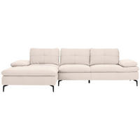 ECKSOFA in Webstoff Creme  - Creme/Schwarz, Design, Textil/Metall (179/301cm) - Chilliano
