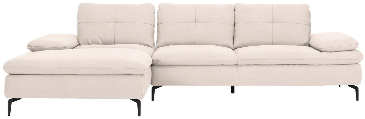 ECKSOFA in Webstoff Creme  - Creme/Schwarz, Design, Textil/Metall (179/301cm) - Chilliano