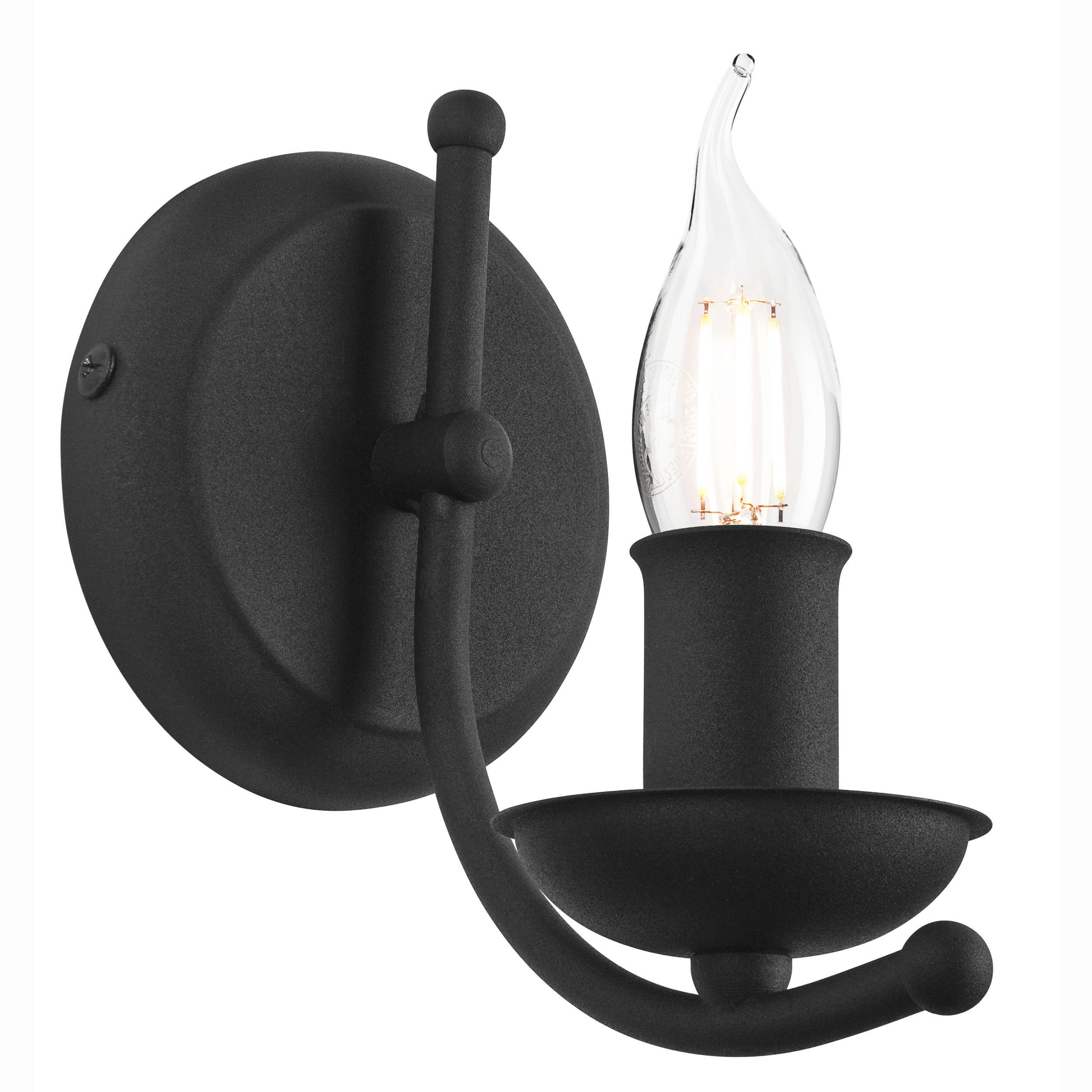 WANDLEUCHTE 17/18 cm   - Schwarz Hochglanz, KONVENTIONELL, Metall (17/18cm)