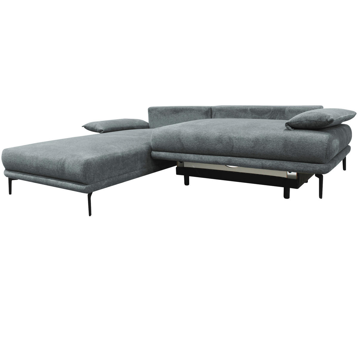 ECKSOFA in Webstoff Grau  192/260 cm  - Schwarz/Grau, Design, Textil/Metall (192/260cm) - MID.YOU